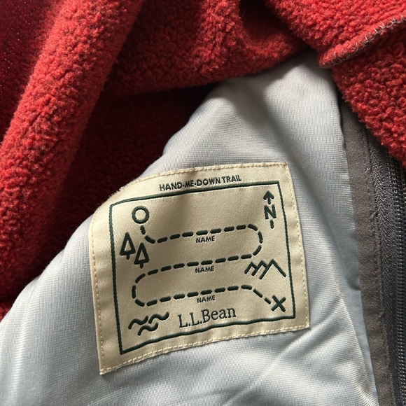 L.L. Bean Kids Red and Navy Zip Fleece Jacket with Hood Boys 18 - Picture 5 of 5